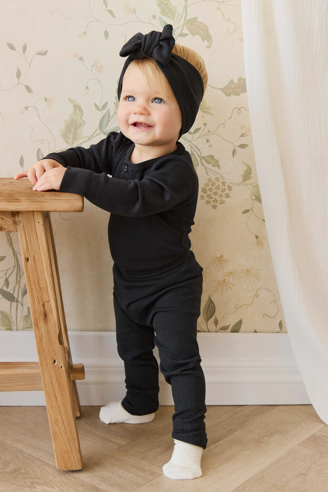 Organic Cotton Modal Long Sleeve Bodysuit - Ebony Childrens Bodysuit from Jamie Kay NZ