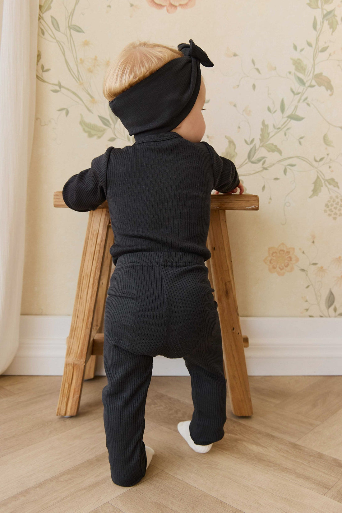 Organic Cotton Modal Long Sleeve Bodysuit - Ebony Childrens Bodysuit from Jamie Kay NZ