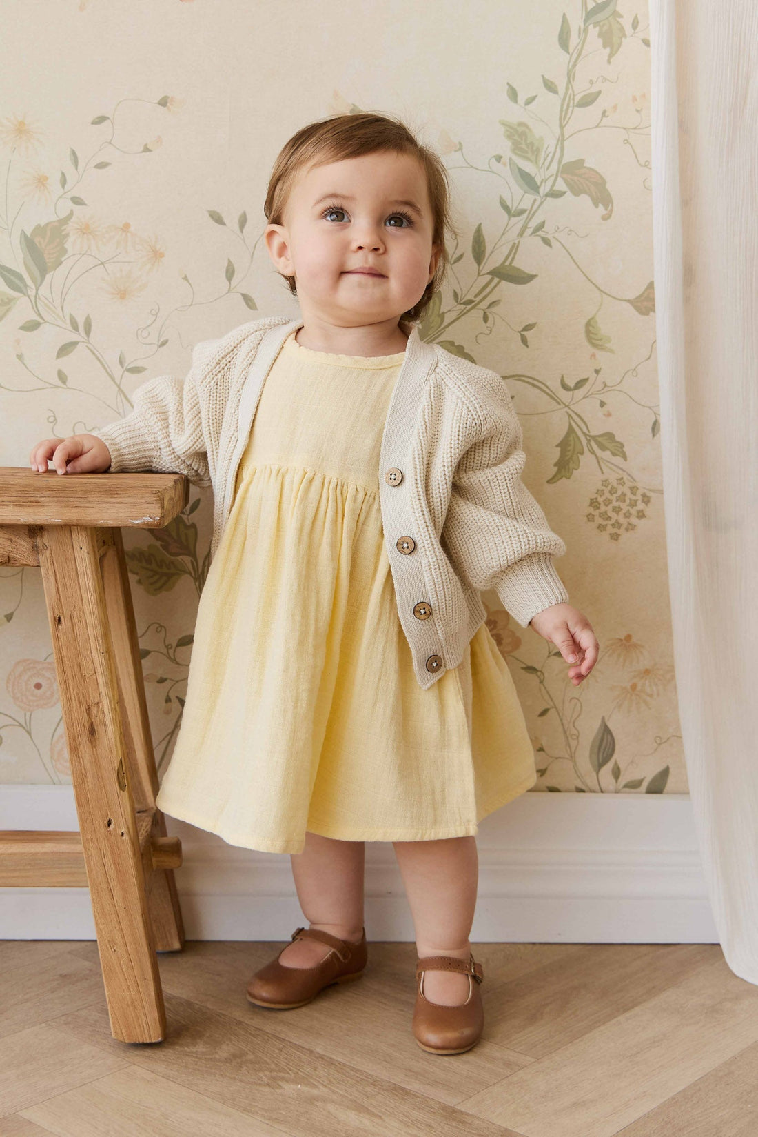 Organic Cotton Muslin Phillipa Dress - Sunshine Childrens Dress from Jamie Kay NZ
