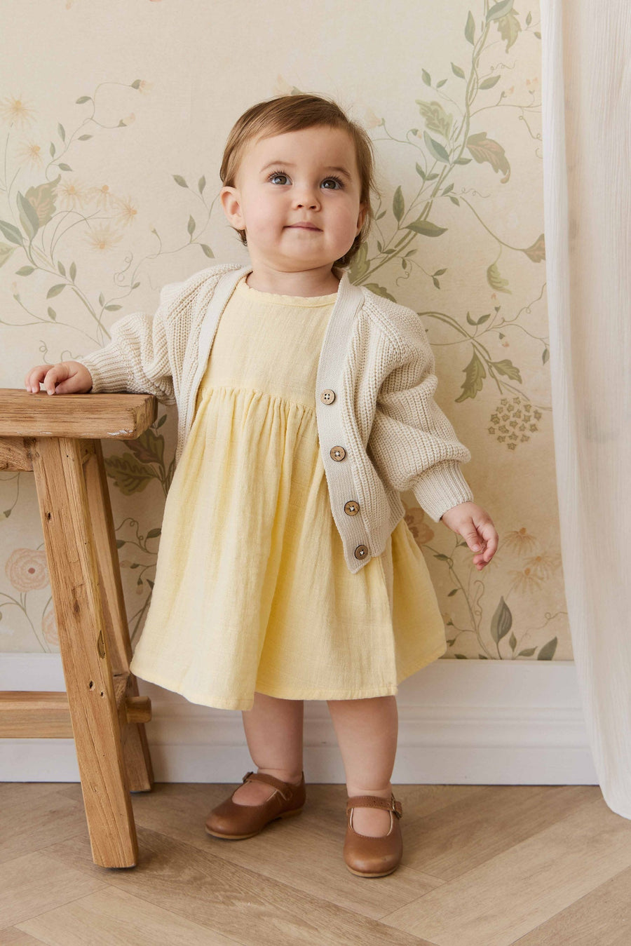 Organic Cotton Muslin Phillipa Dress - Sunshine Childrens Dress from Jamie Kay NZ