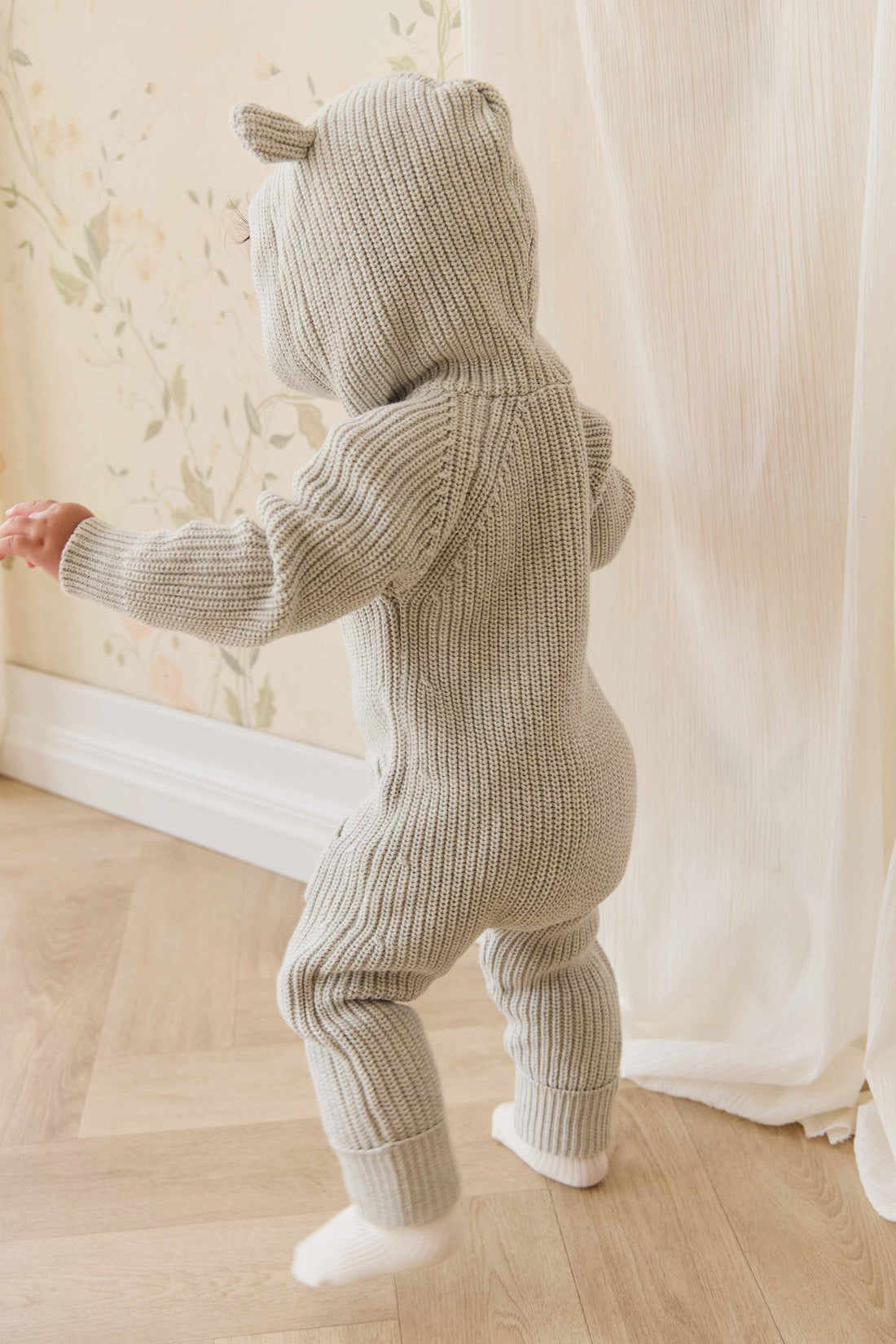 Bear Knit Onepiece - Light Grey Marle Childrens Onepiece from Jamie Kay NZ