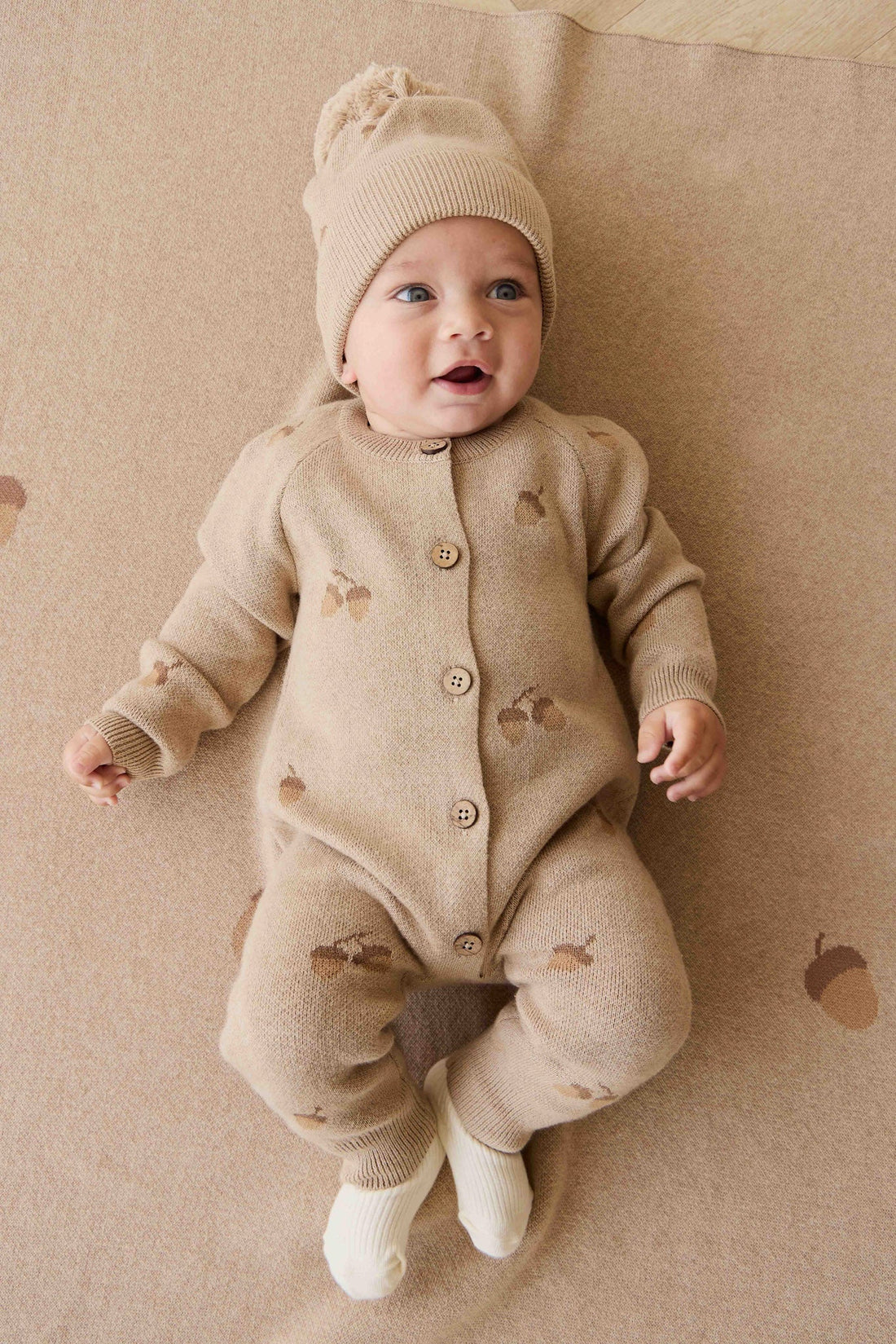 Easton Onepiece - Forest Acorns Cashew Marle Childrens Onepiece from Jamie Kay NZ