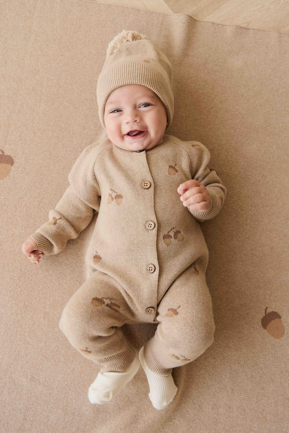 Easton Onepiece - Forest Acorns Cashew Marle Childrens Onepiece from Jamie Kay NZ
