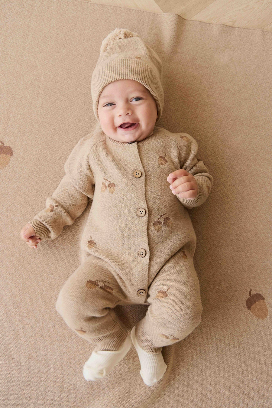 Easton Onepiece - Forest Acorns Cashew Marle Childrens Onepiece from Jamie Kay NZ