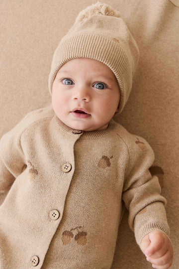 Easton Hat - Forest Acorns Cashew Marle Childrens Beanie from Jamie Kay NZ