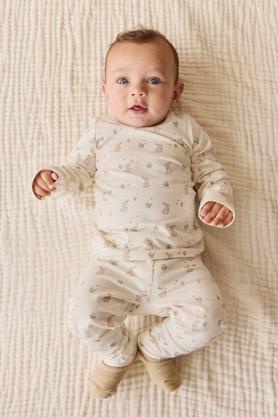 Organic Cotton Baker Long Sleeve Pyjama Set - Lapin Jardin Crisp Childrens Pyjama from Jamie Kay NZ