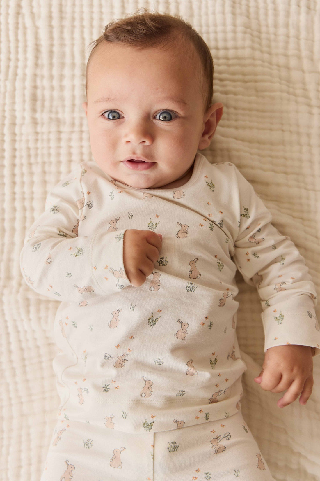 Organic Cotton Baker Long Sleeve Pyjama Set - Lapin Jardin Crisp Childrens Pyjama from Jamie Kay NZ