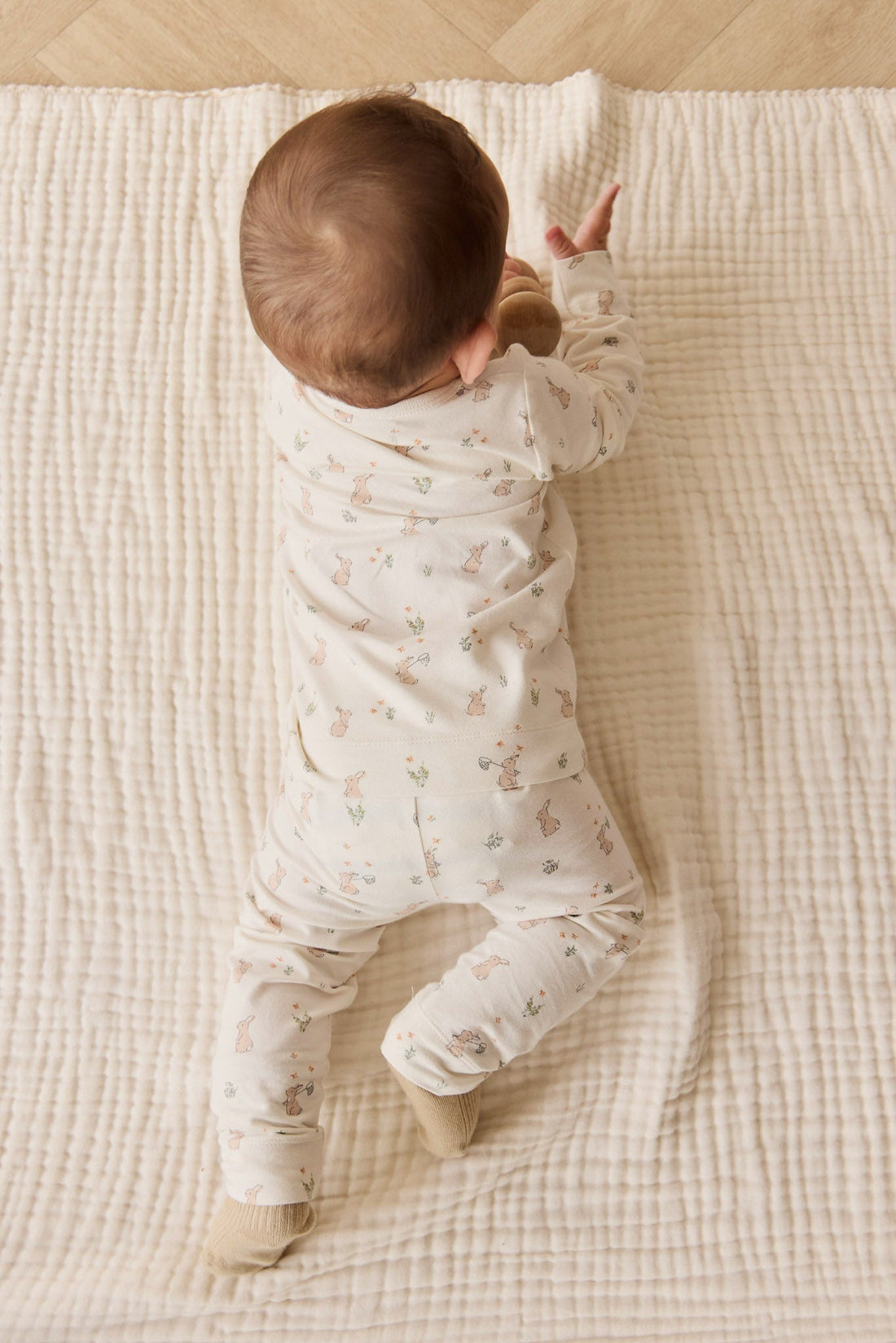 Organic Cotton Baker Long Sleeve Pyjama Set - Lapin Jardin Crisp Childrens Pyjama from Jamie Kay NZ