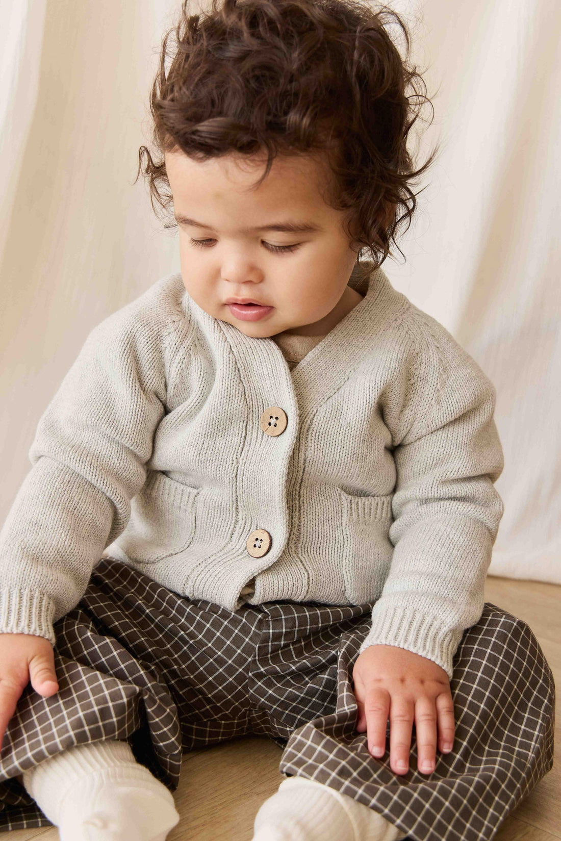 Organic Cotton Kingston Pant - Coffee Grid Childrens Pant from Jamie Kay NZ