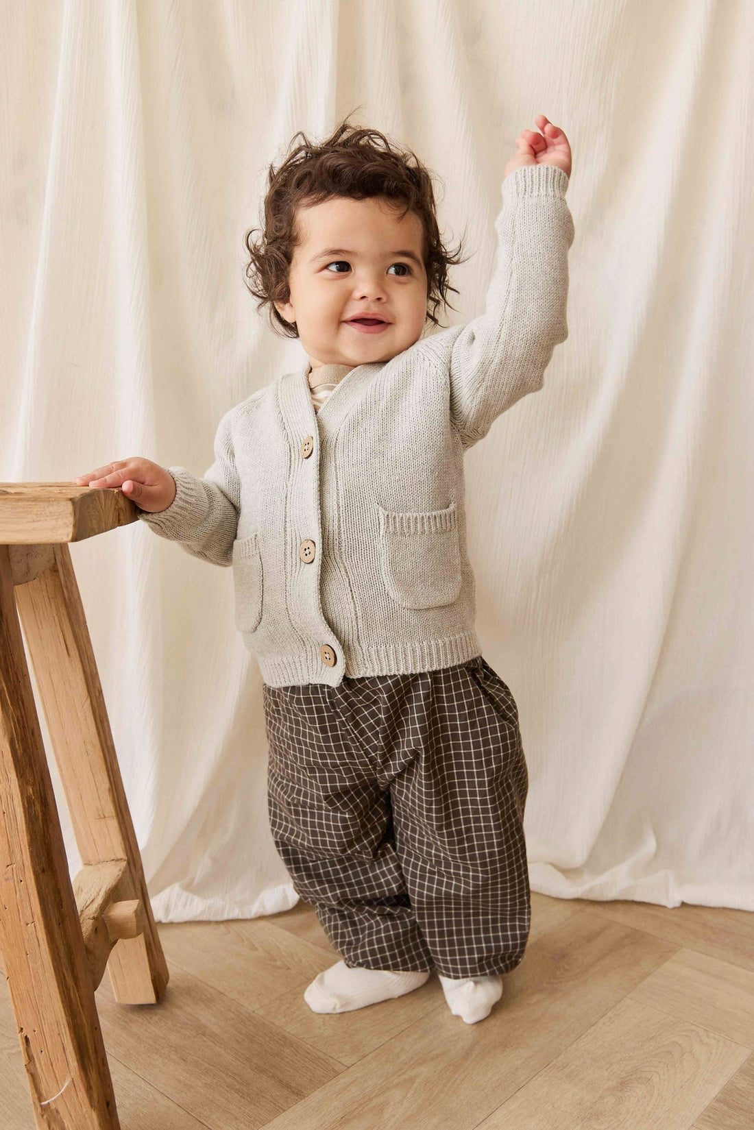 Franco Cardigan - Light Grey Marle Childrens Cardigan from Jamie Kay NZ