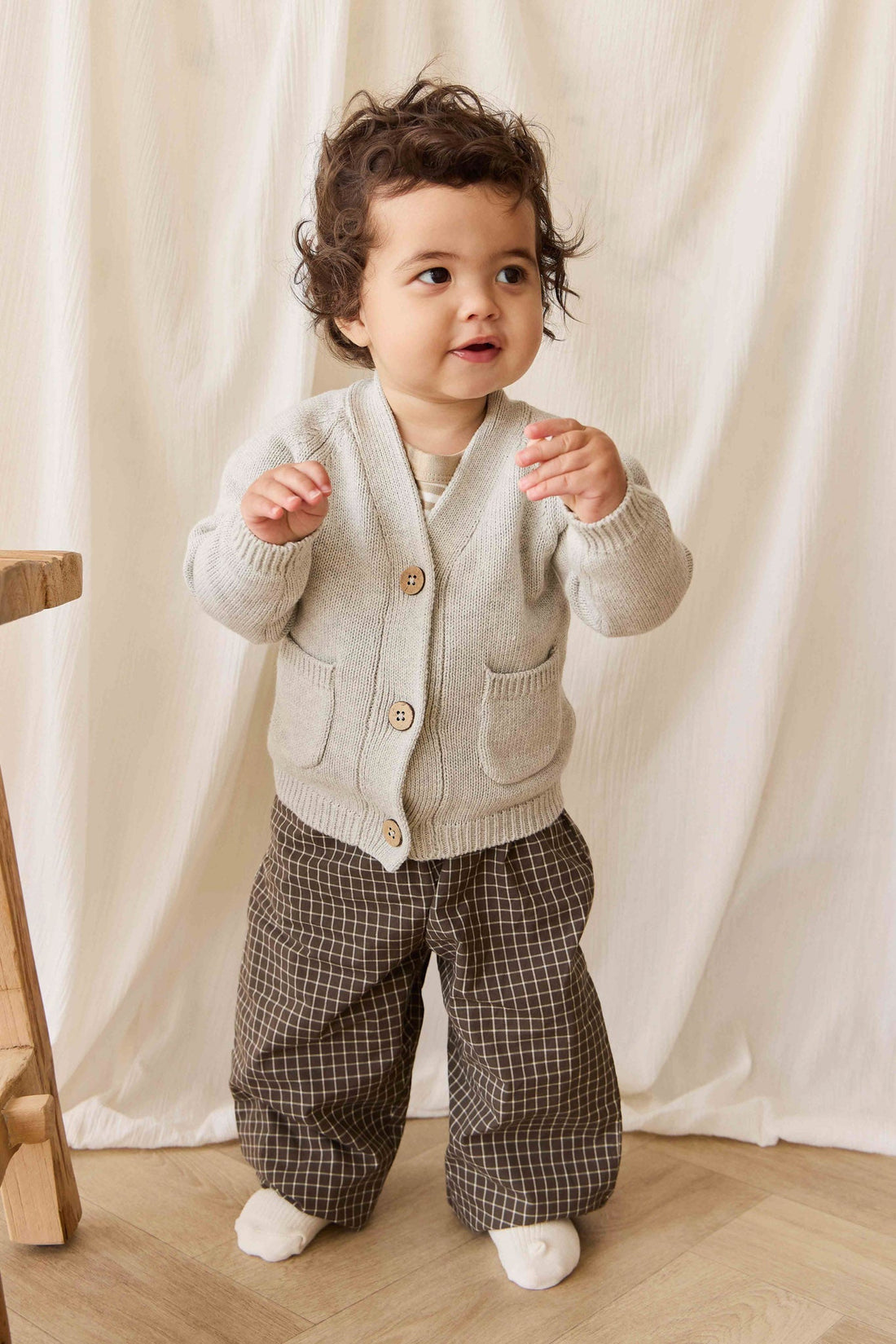Organic Cotton Kingston Pant - Coffee Grid Childrens Pant from Jamie Kay NZ