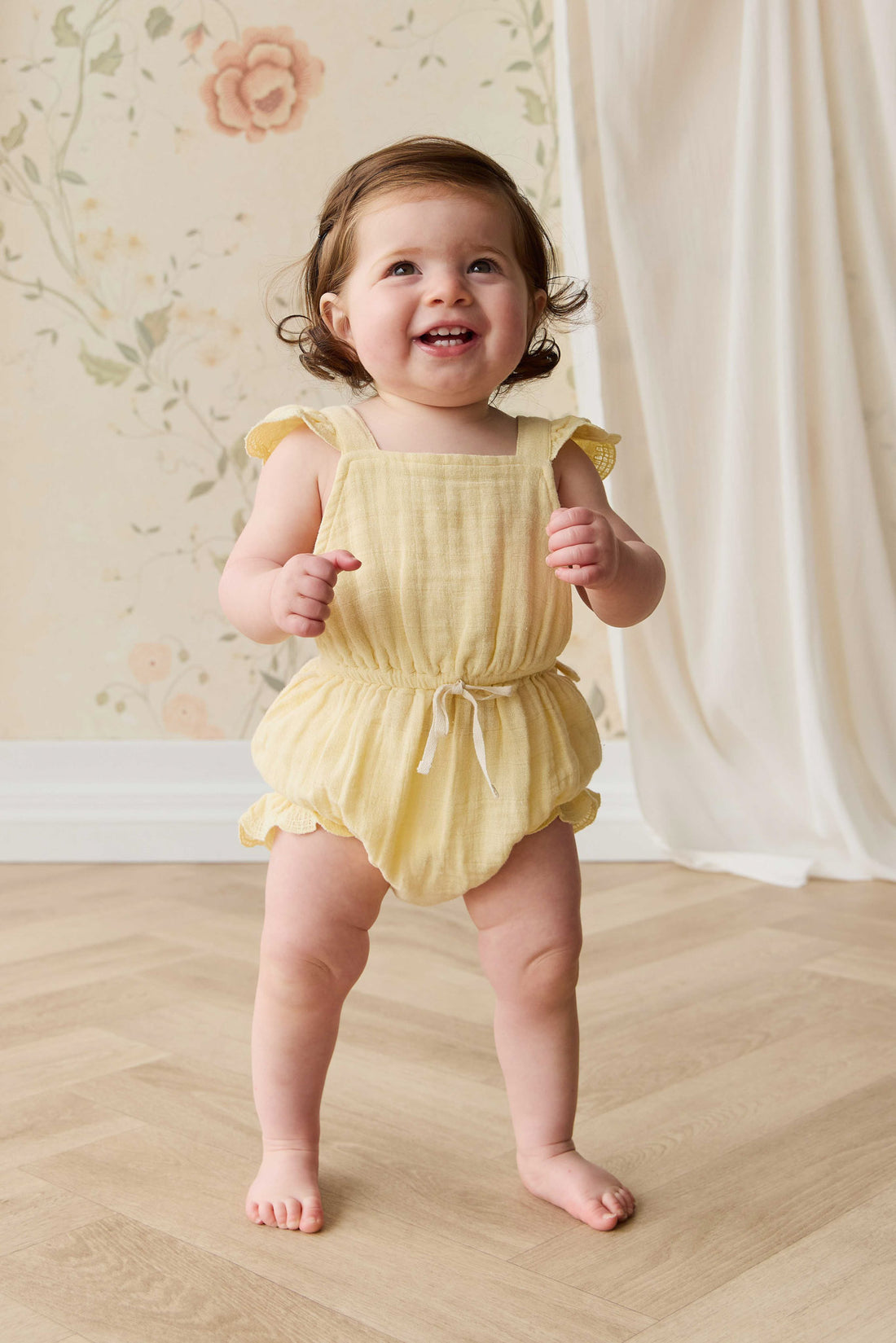 Organic Cotton Muslin Luciana Playsuit - Sunshine Childrens Playsuit from Jamie Kay NZ
