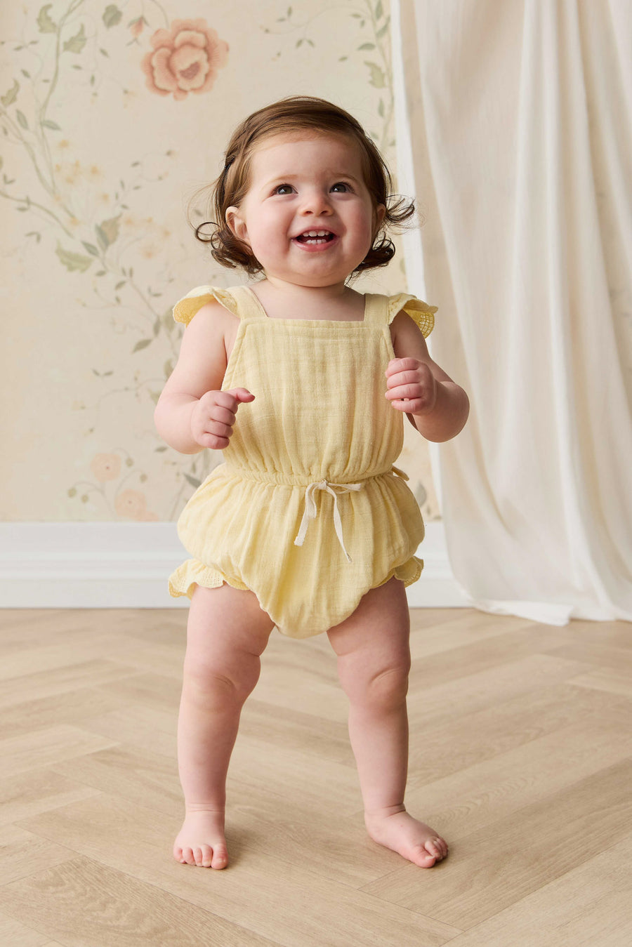 Organic Cotton Muslin Luciana Playsuit - Sunshine Childrens Playsuit from Jamie Kay NZ