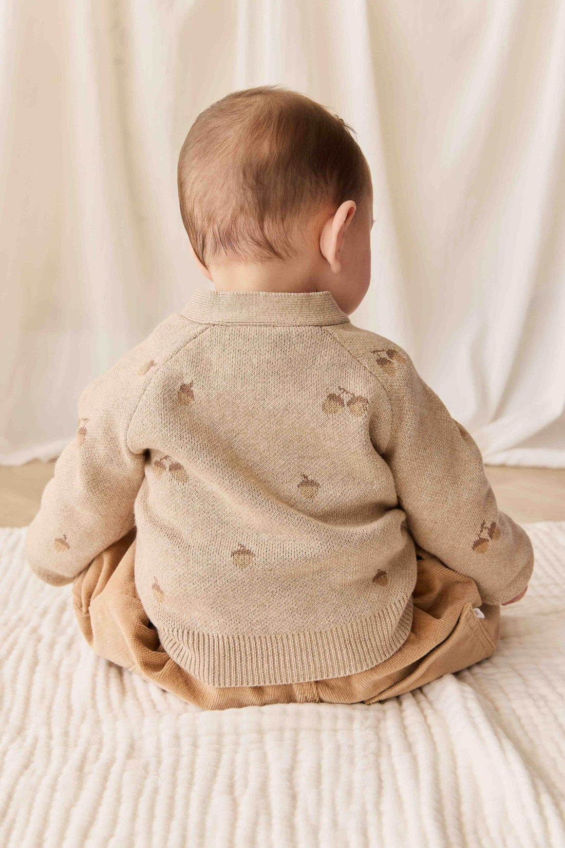 Easton Cardigan - Forest Acorns Cashew Marle Childrens Cardigan from Jamie Kay NZ