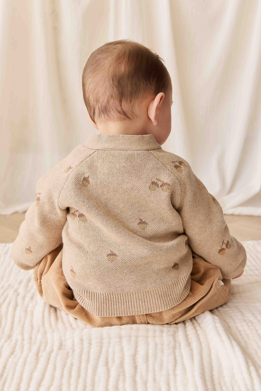 Easton Cardigan - Forest Acorns Cashew Marle Childrens Cardigan from Jamie Kay NZ