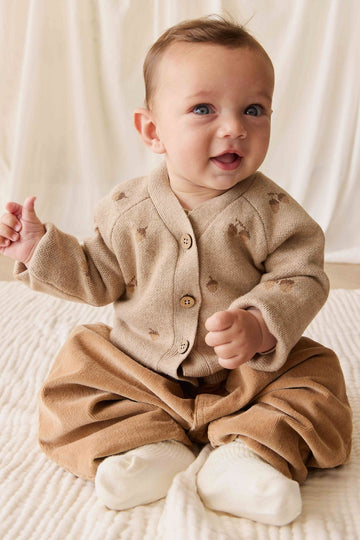 Easton Cardigan - Forest Acorns Cashew Marle Childrens Cardigan from Jamie Kay NZ
