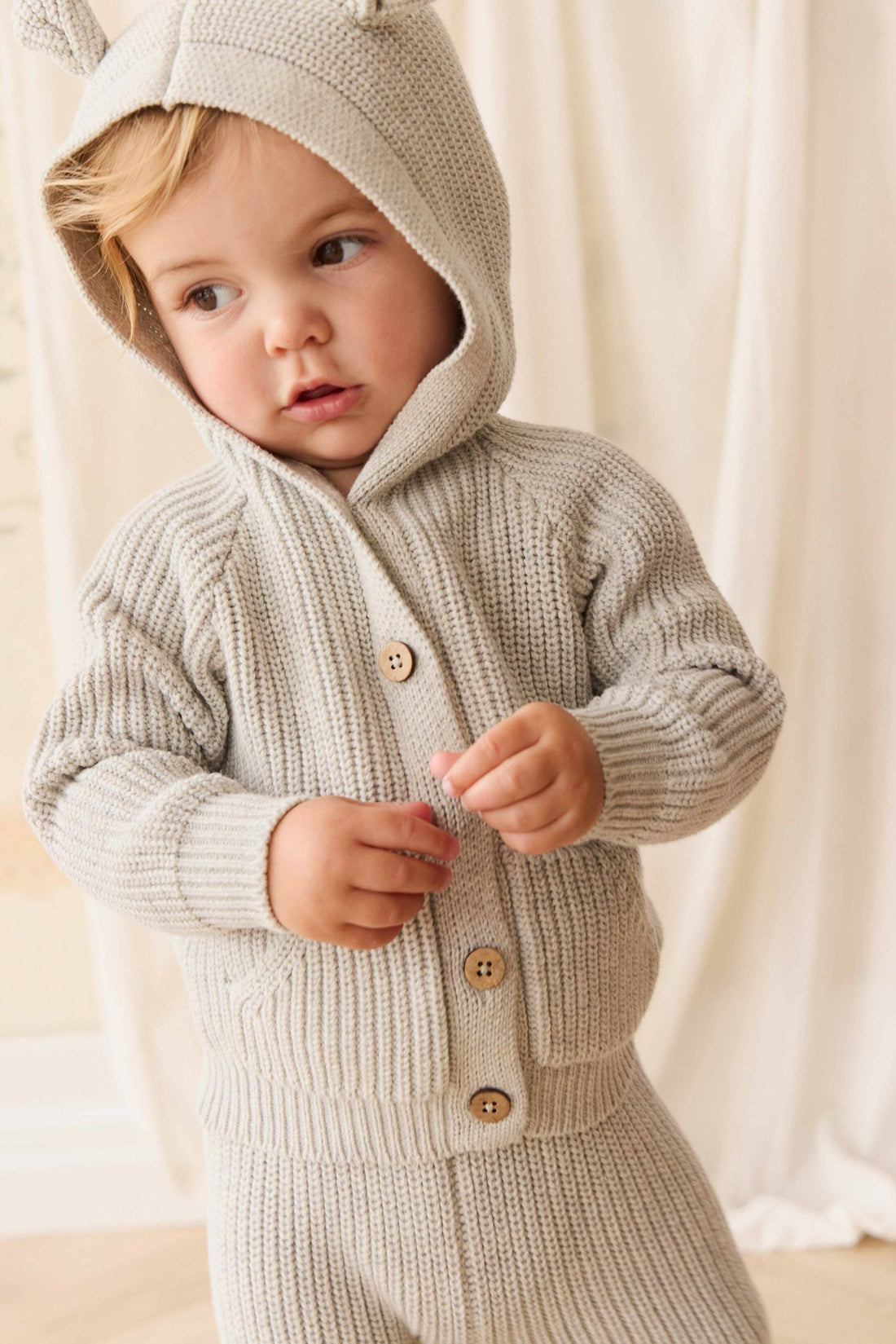 OG Bear Knit - Light Grey Marle Childrens Cardigan from Jamie Kay NZ
