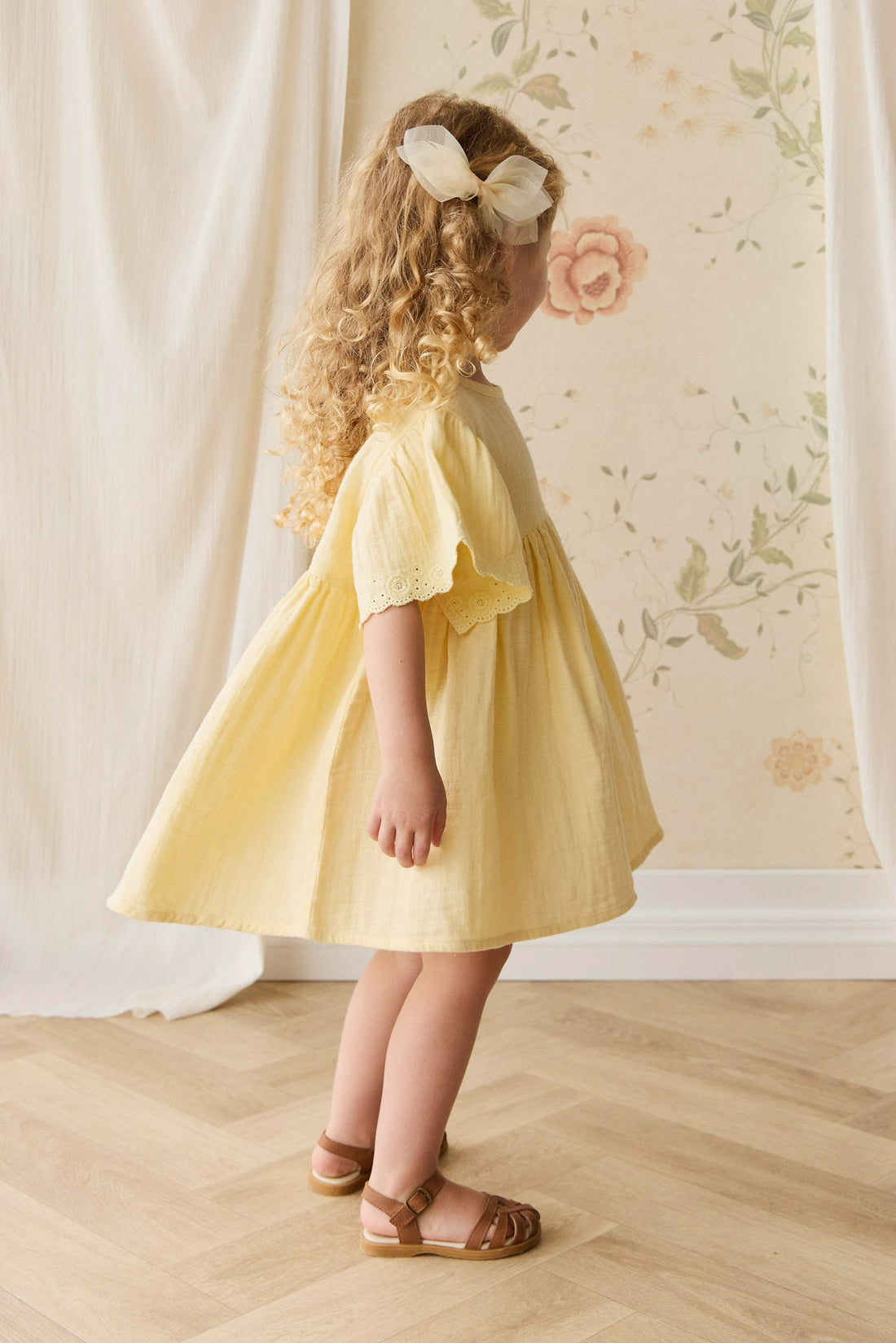 Organic Cotton Muslin Phillipa Dress - Sunshine Childrens Dress from Jamie Kay NZ