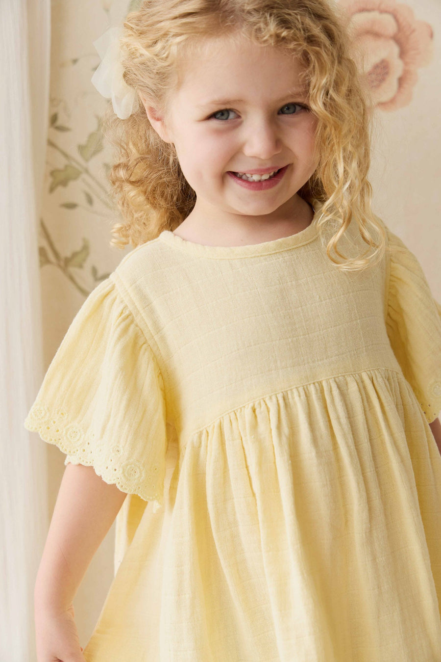 Organic Cotton Muslin Phillipa Dress - Sunshine Childrens Dress from Jamie Kay NZ