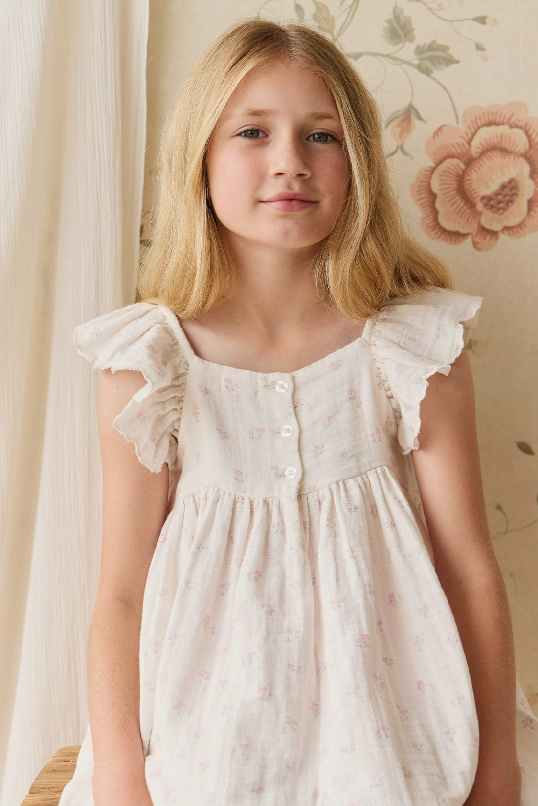 Organic Cotton Muslin Annalise Dress - Pauline Pink Childrens Dress from Jamie Kay NZ