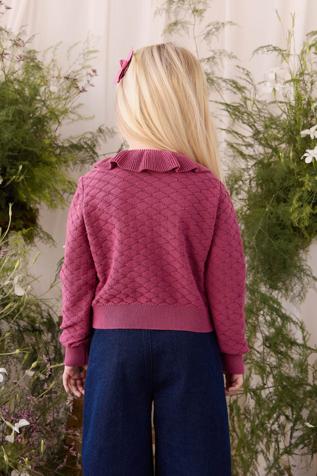 Alison Cardigan - Raspberry Wine Childrens Cardigan from Jamie Kay NZ