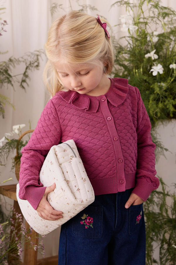 Alison Cardigan - Raspberry Wine Childrens Cardigan from Jamie Kay NZ