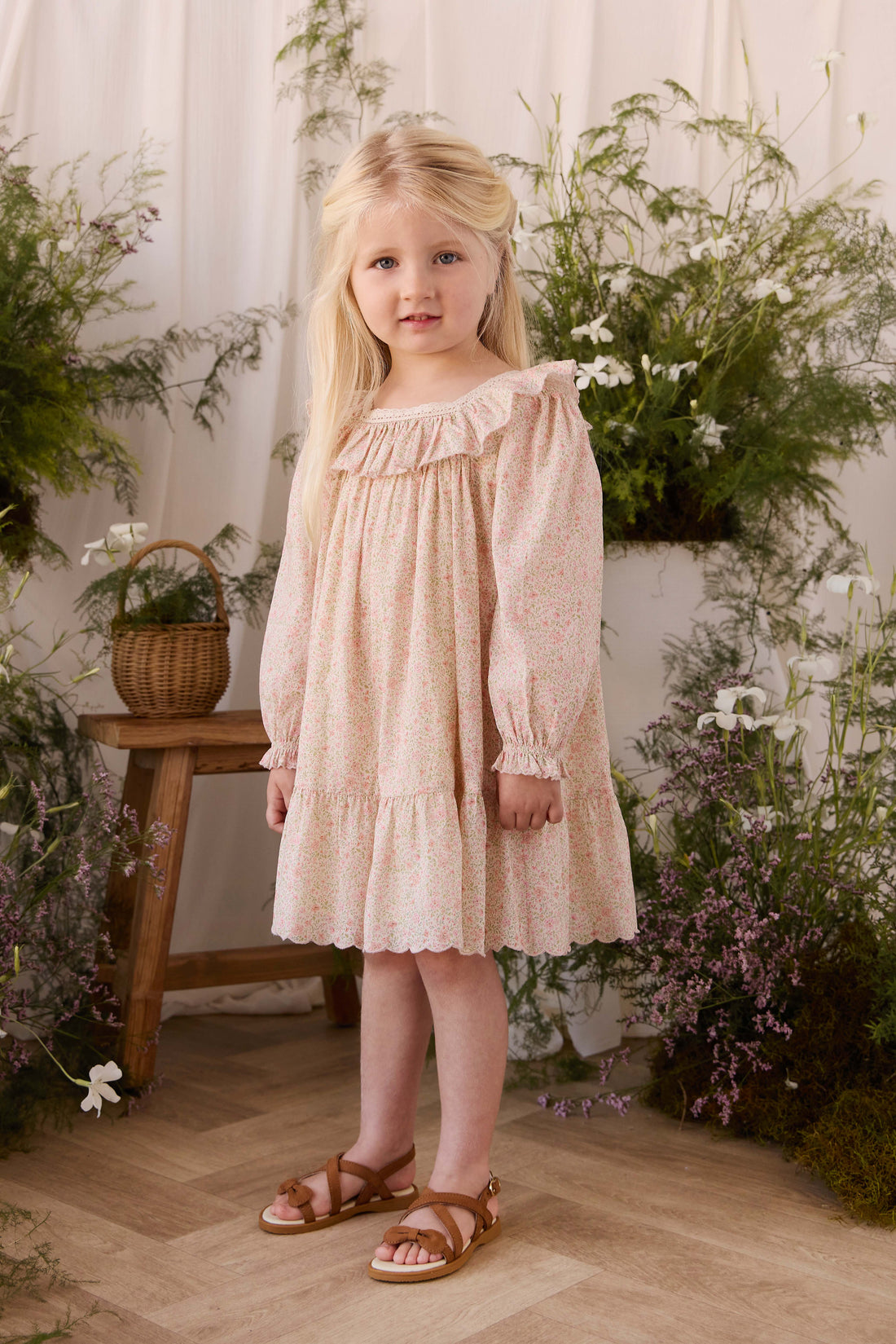 Organic Cotton Misty Dress - Flora Pink Childrens Dress from Jamie Kay NZ