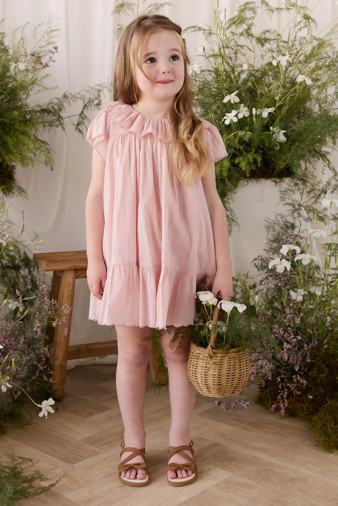 Organic Cotton Calianna Dress - Shell Pink Childrens Dress from Jamie Kay NZ