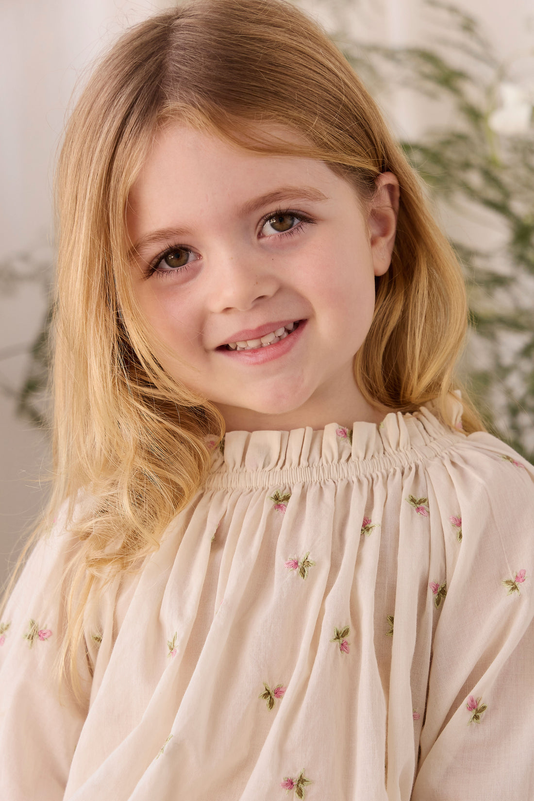 Organic Cotton Acacia Blouse - Rosebud Egret Childrens Top from Jamie Kay NZ