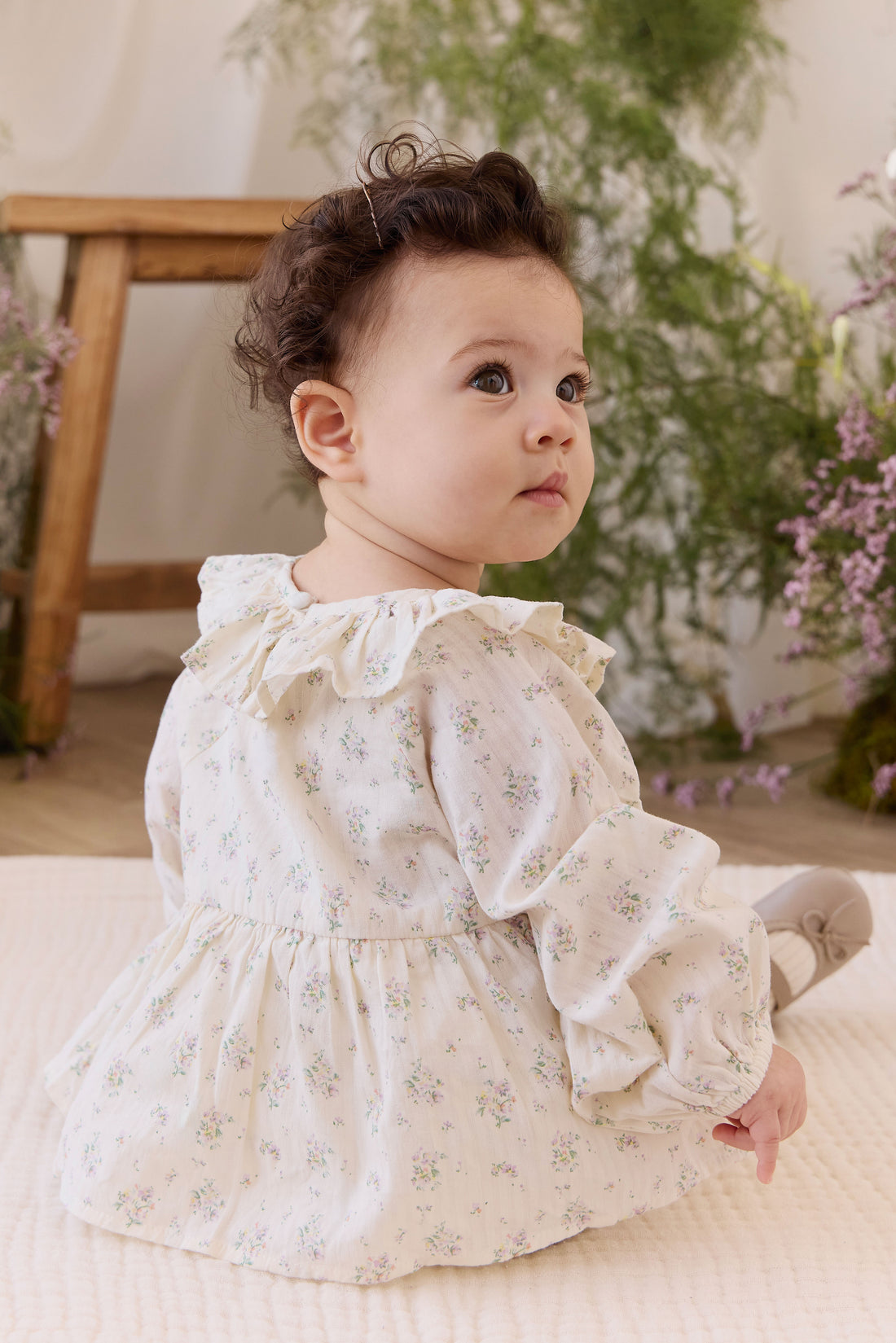 Organic Cotton Cecile Playsuit - Justine Orchid Childrens Playsuit from Jamie Kay NZ