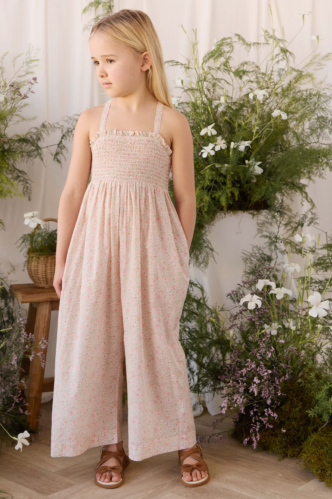 Organic Cotton Arabella Jumpsuit - Flora Pink Childrens Onepiece from Jamie Kay NZ