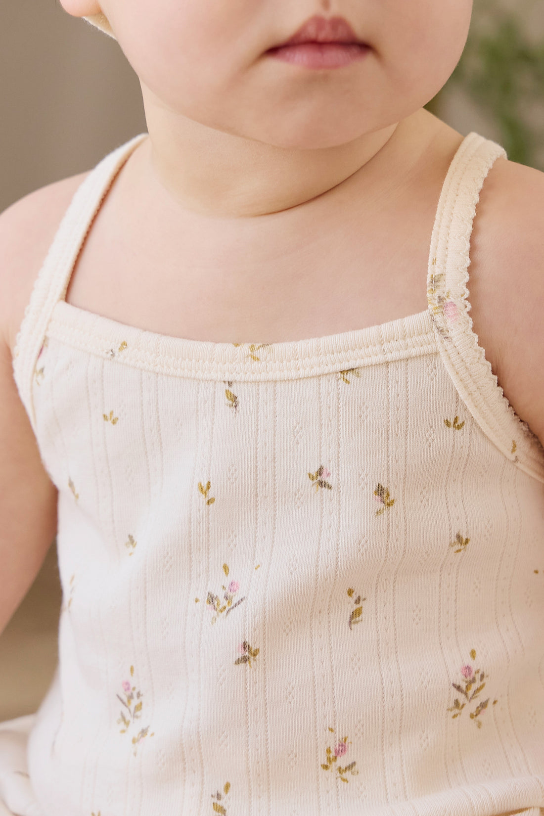Organic Cotton Pointelle Bebe Singlet - Dina Antique Childrens Singlet from Jamie Kay NZ