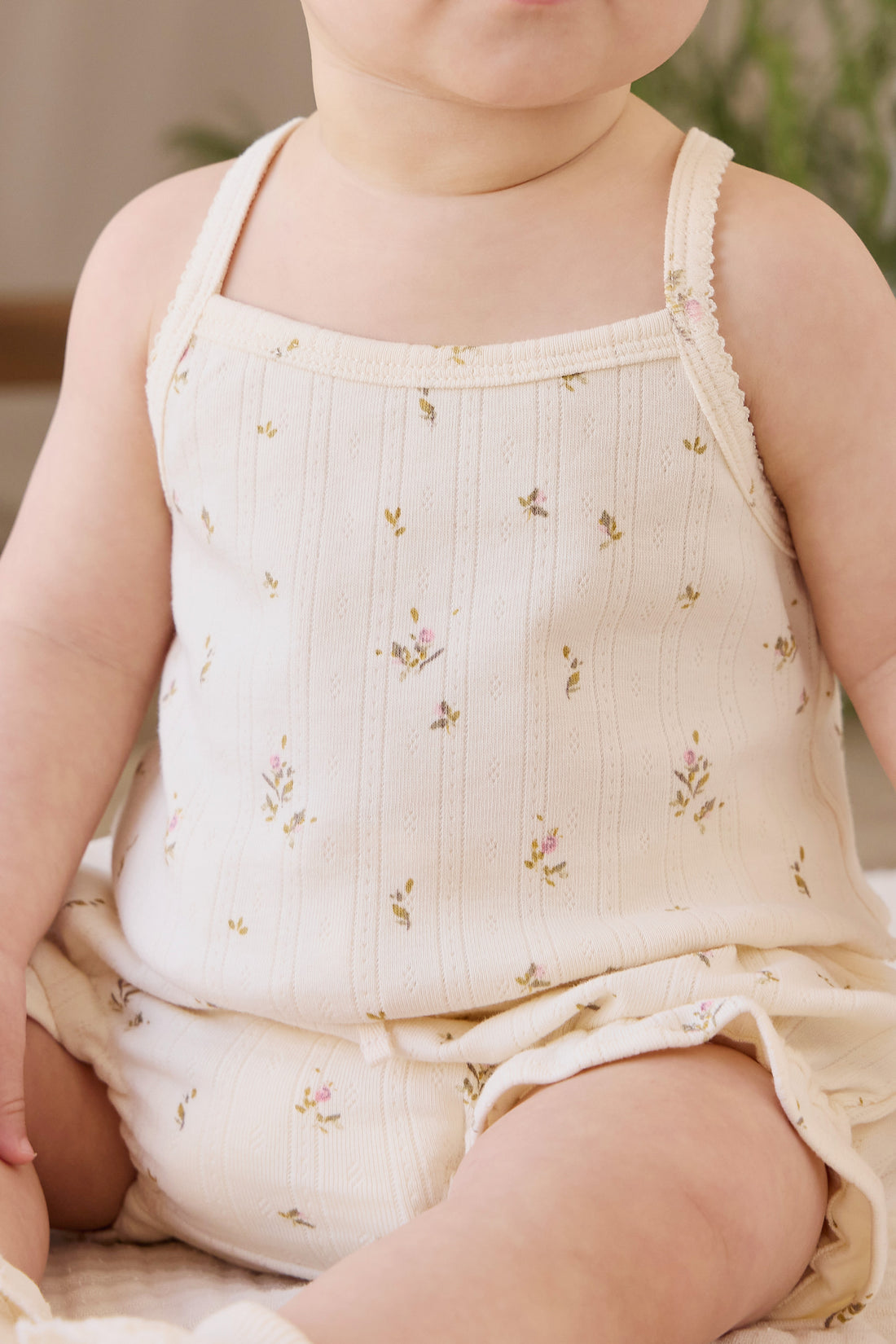 Organic Cotton Pointelle Bebe Singlet - Dina Antique Childrens Singlet from Jamie Kay NZ