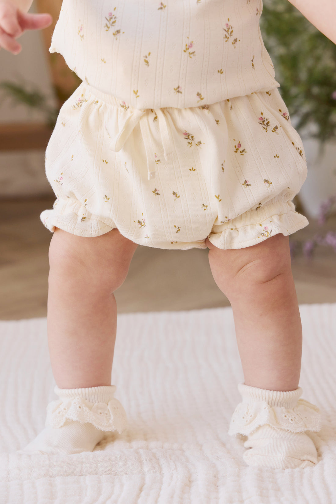 Organic Cotton Pointelle Frill Bloomer - Dina Antique Childrens Bloomer from Jamie Kay NZ