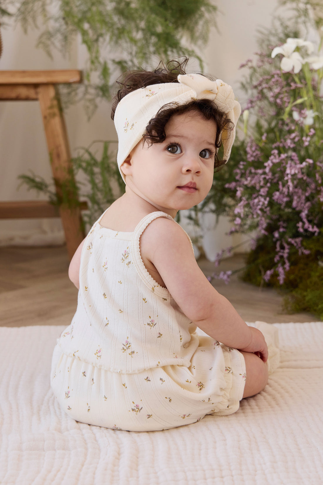 Organic Cotton Pointelle Headband - Dina Antique Childrens Headband from Jamie Kay NZ