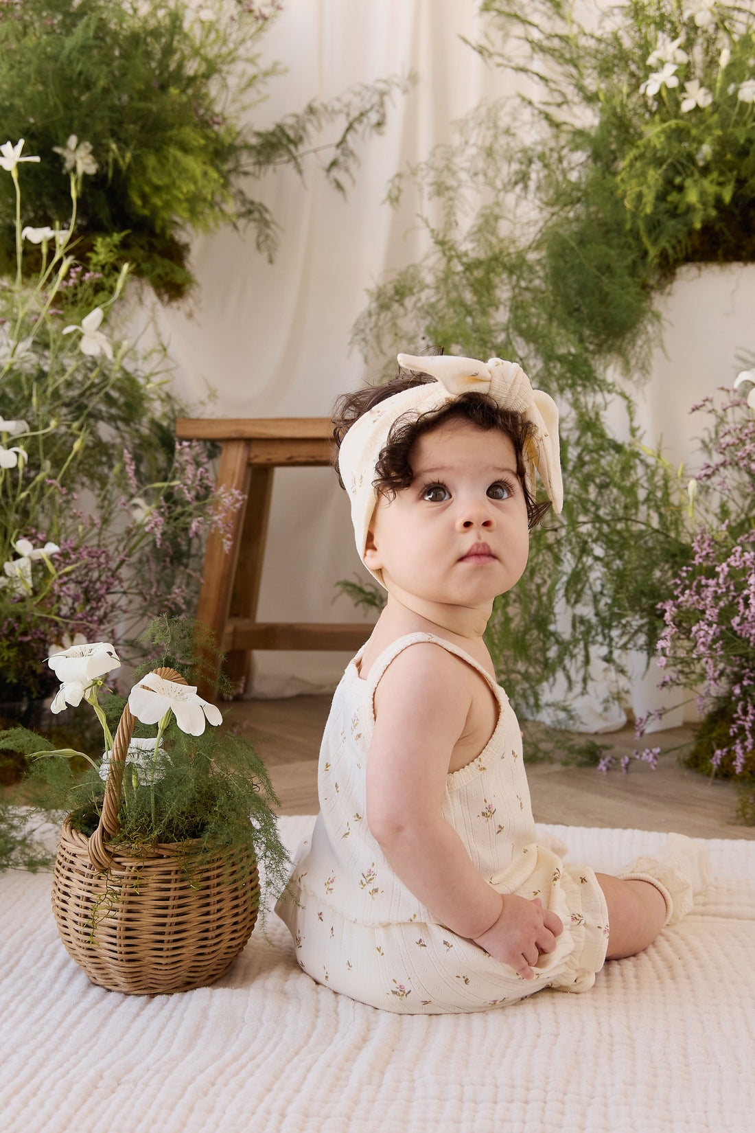 Organic Cotton Pointelle Bebe Singlet - Dina Antique Childrens Singlet from Jamie Kay NZ