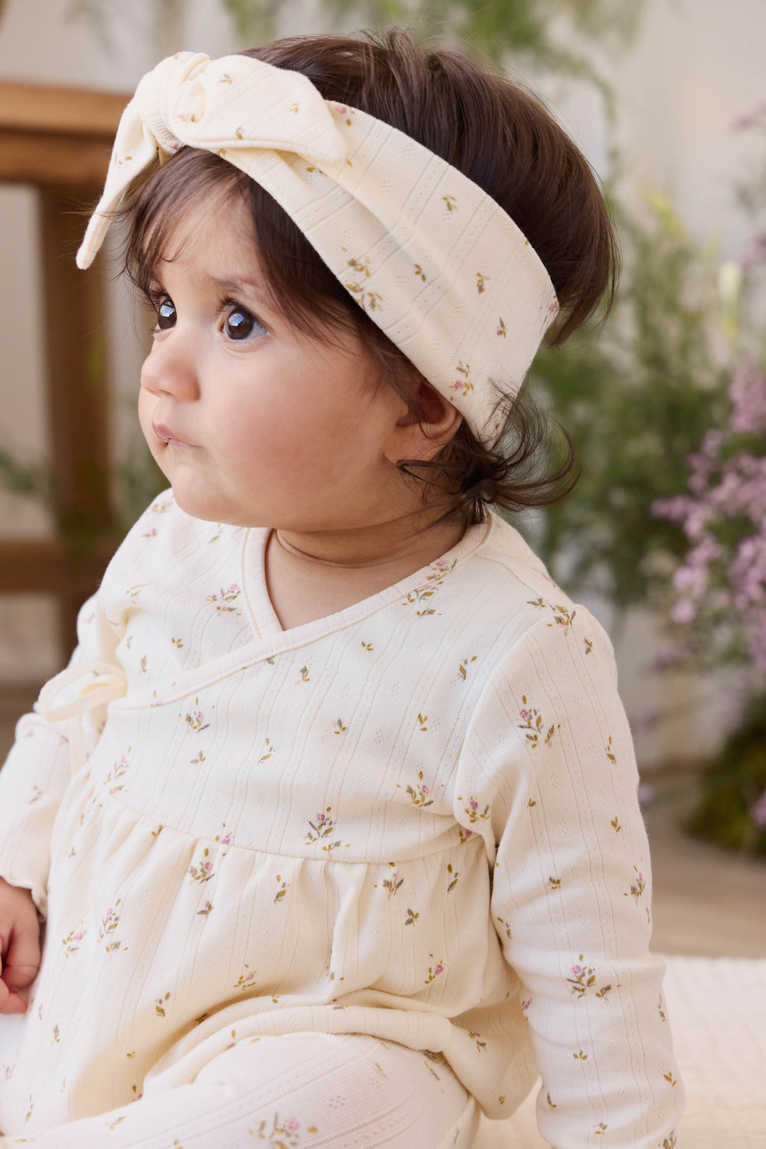 Organic Cotton Pointelle Lydie Wrap Top - Dina Antique Childrens Top from Jamie Kay NZ