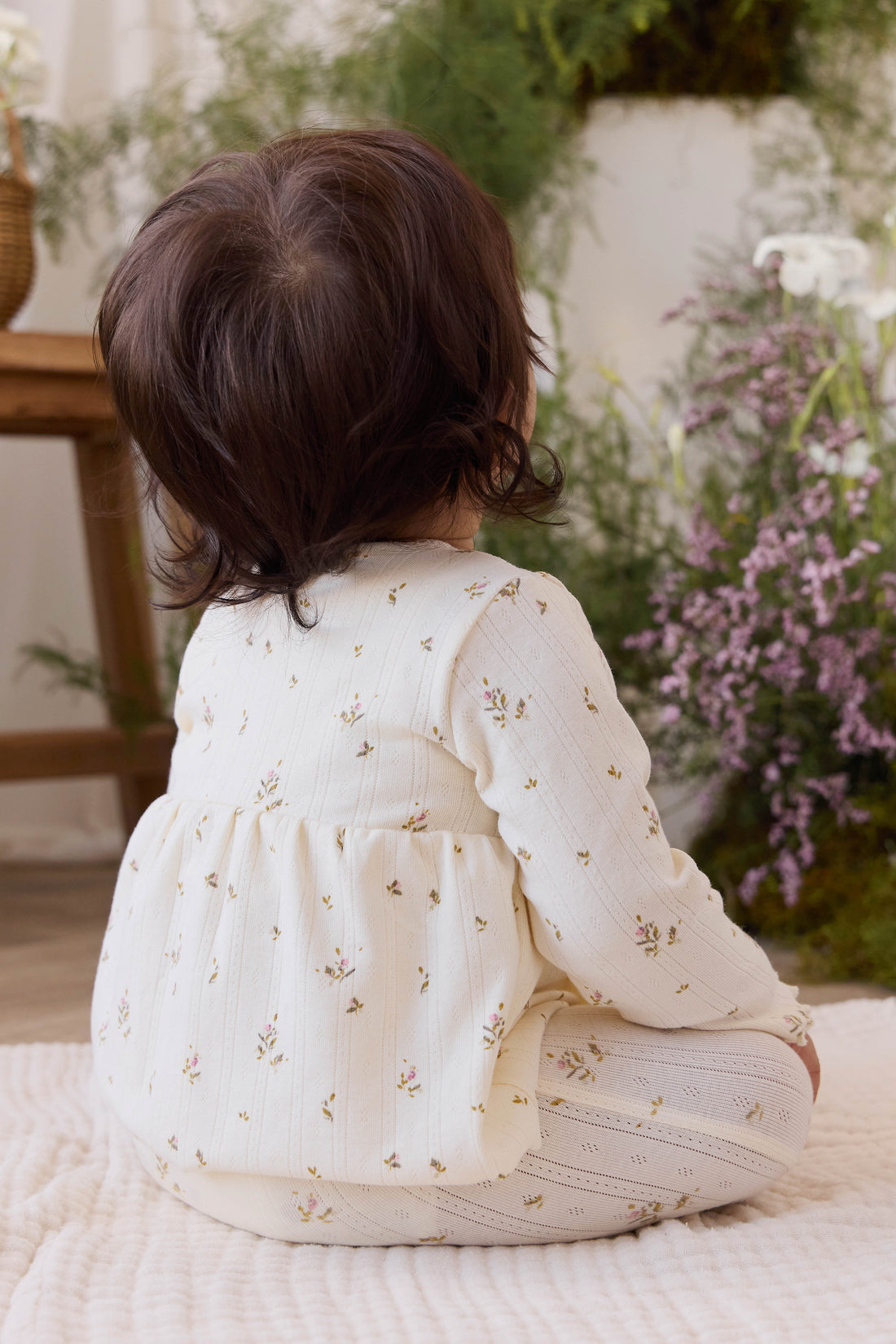 Organic Cotton Pointelle Lydie Wrap Top - Dina Antique Childrens Top from Jamie Kay NZ