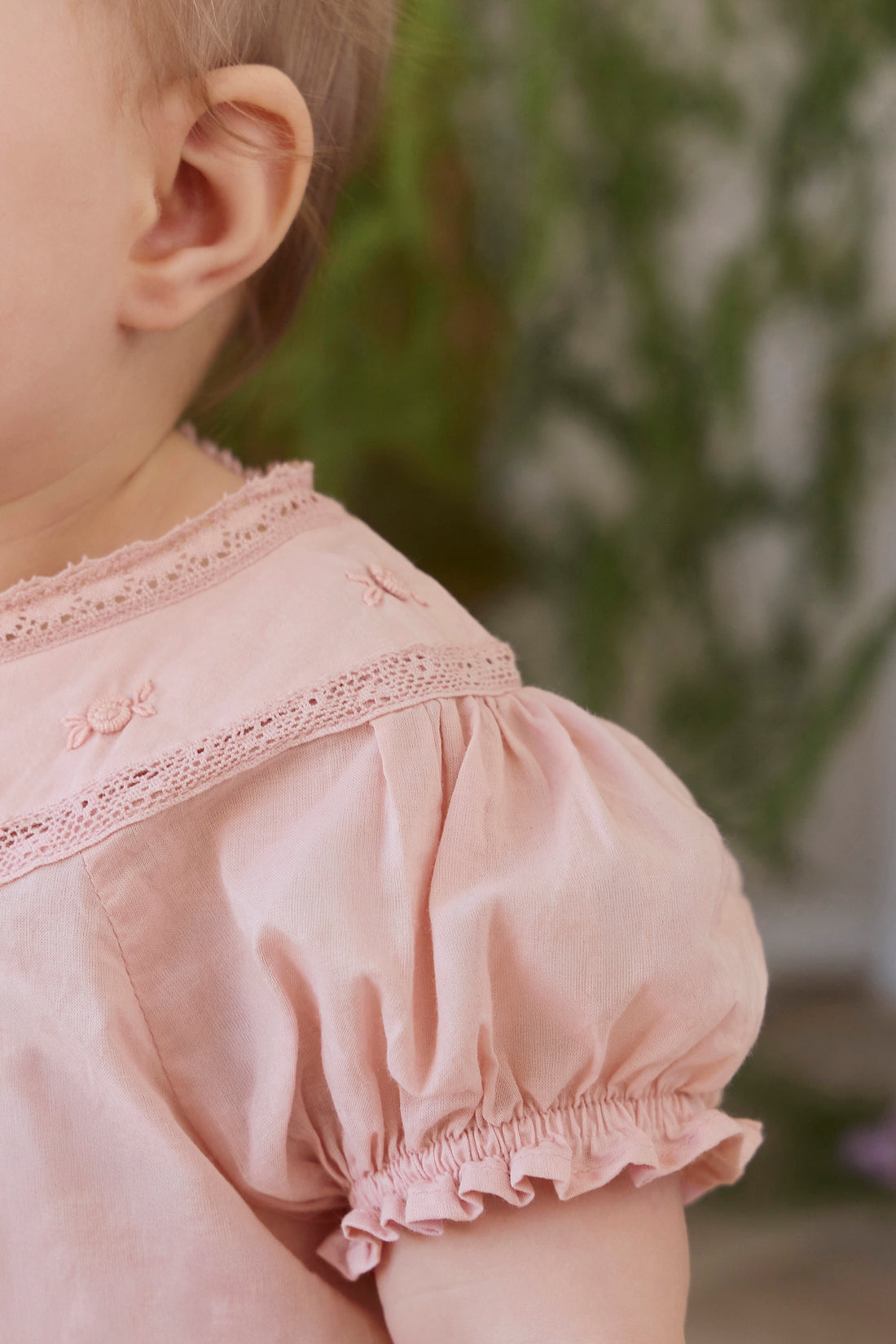 Organic Cotton Misty Playsuit - Shell Pink Childrens Playsuit from Jamie Kay NZ