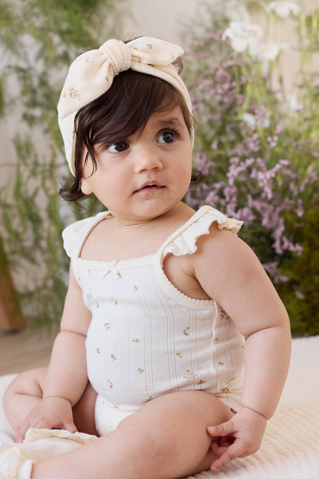 Organic Cotton Pointelle Zoella Bodysuit - Dina Antique Childrens Bodysuit from Jamie Kay NZ