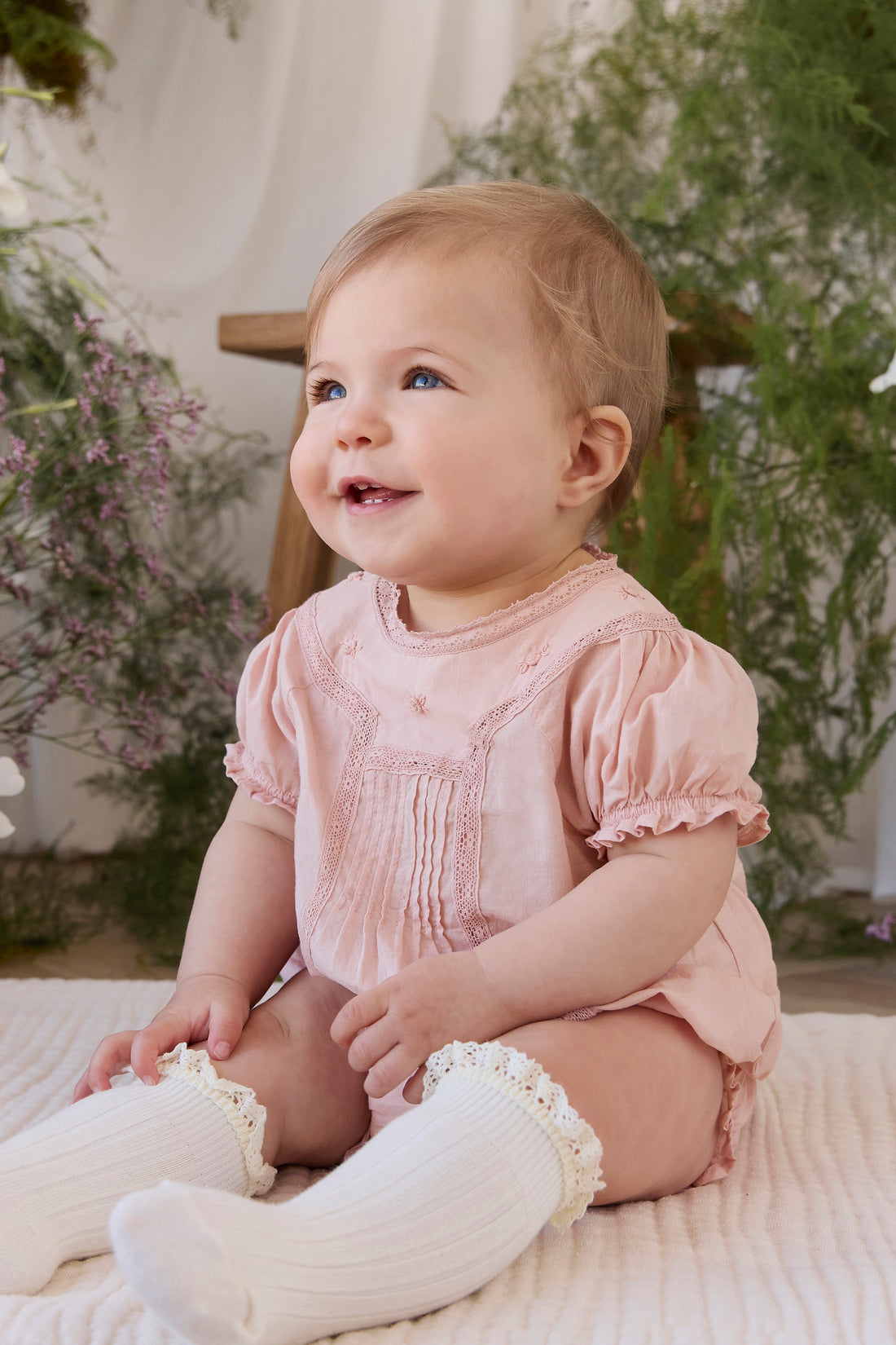 Organic Cotton Misty Playsuit - Shell Pink Childrens Playsuit from Jamie Kay NZ