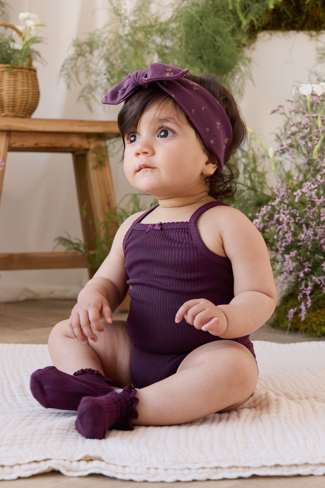 Organic Cotton Modal Laylin Singletsuit - Fig Childrens Bodysuit from Jamie Kay NZ