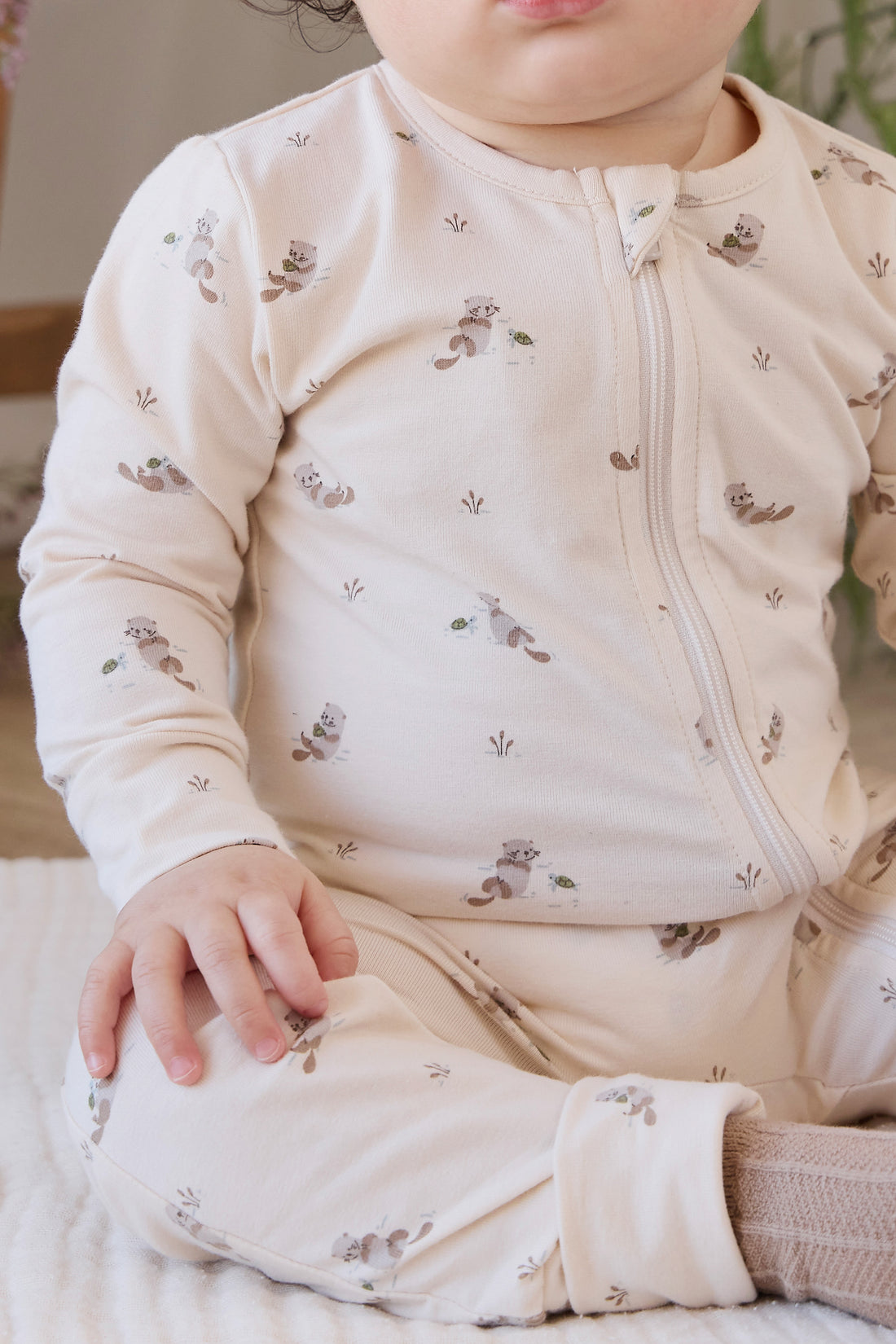 Organic Cotton Jude Onepiece - Otter Buddies Tofu Childrens Onepiece from Jamie Kay NZ
