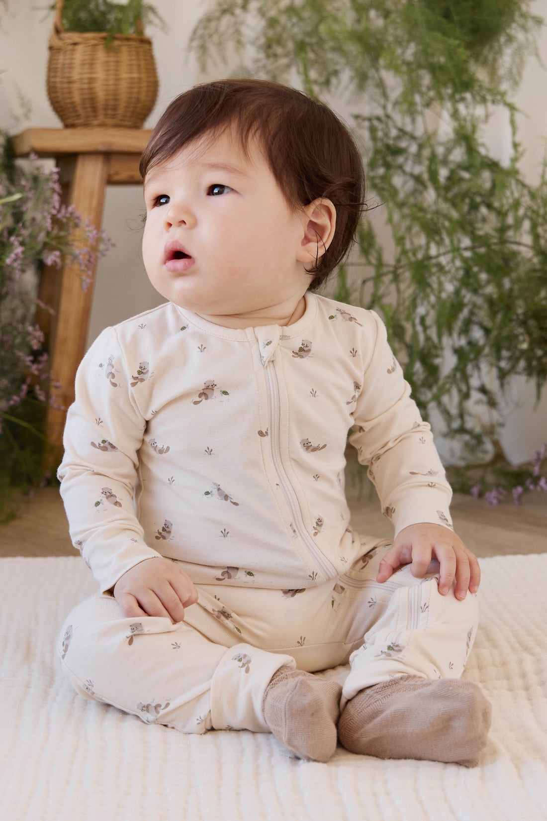 Organic Cotton Jude Onepiece - Otter Buddies Tofu Childrens Onepiece from Jamie Kay NZ