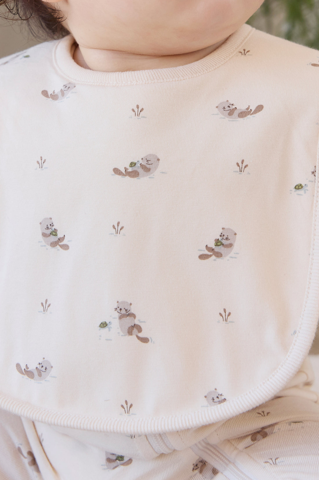 Organic Cotton Bib - Otter Buddies Tofu Childrens Bib from Jamie Kay NZ