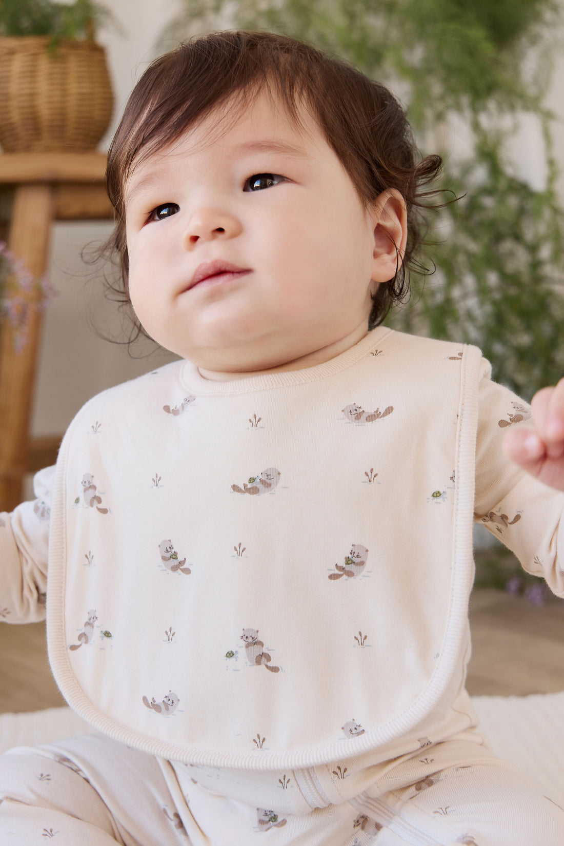 Organic Cotton Bib - Otter Buddies Tofu Childrens Bib from Jamie Kay NZ
