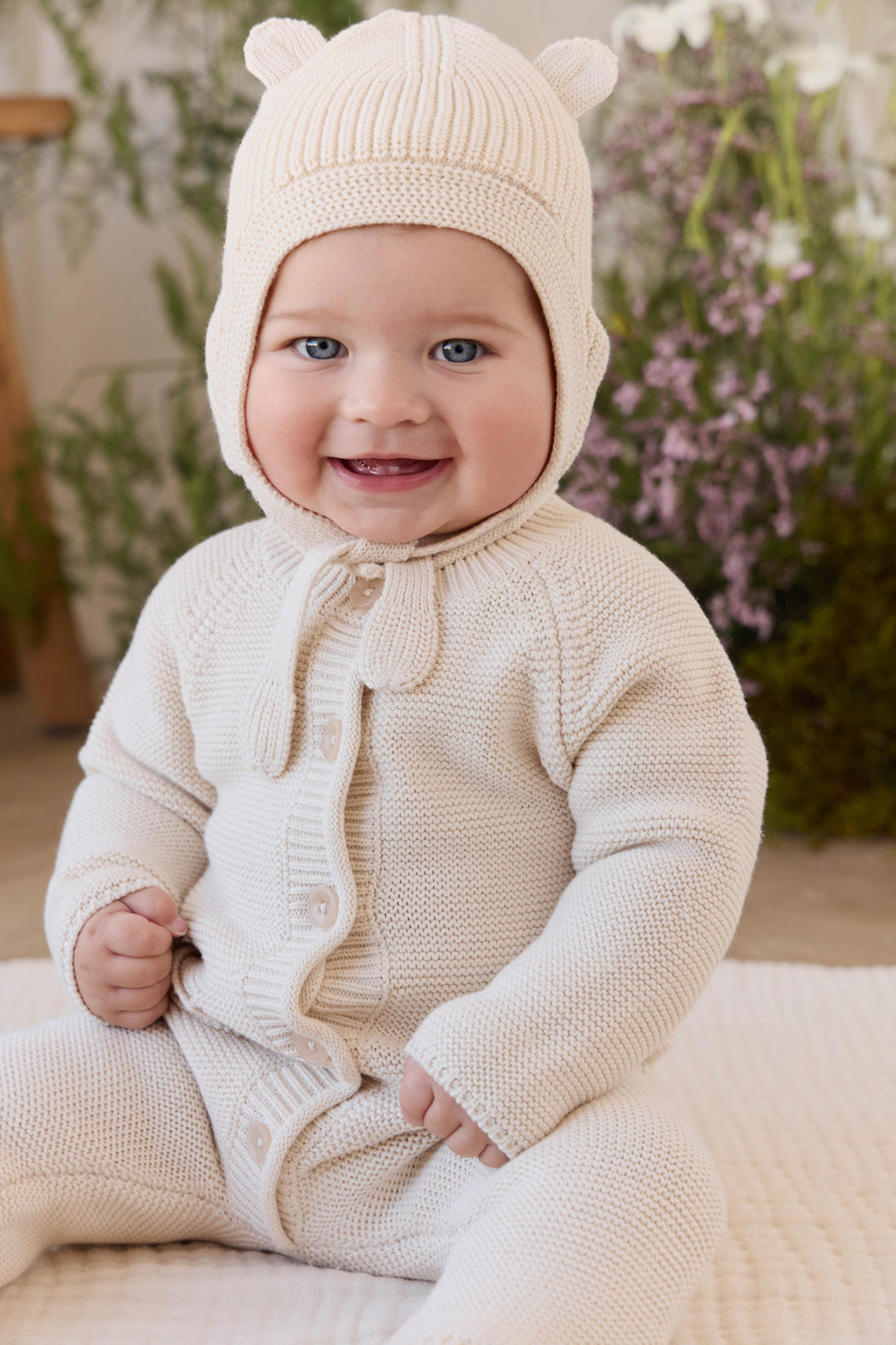 Ashton Knitted Hat - Vanilla Childrens Hat from Jamie Kay NZ