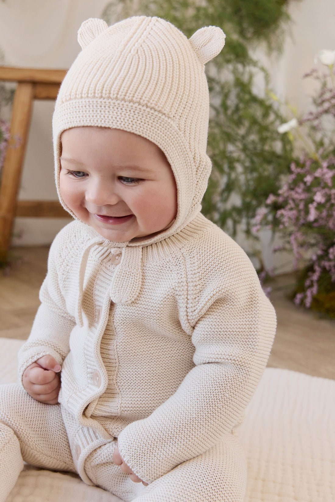 Ashton Knitted Hat - Vanilla Childrens Hat from Jamie Kay NZ