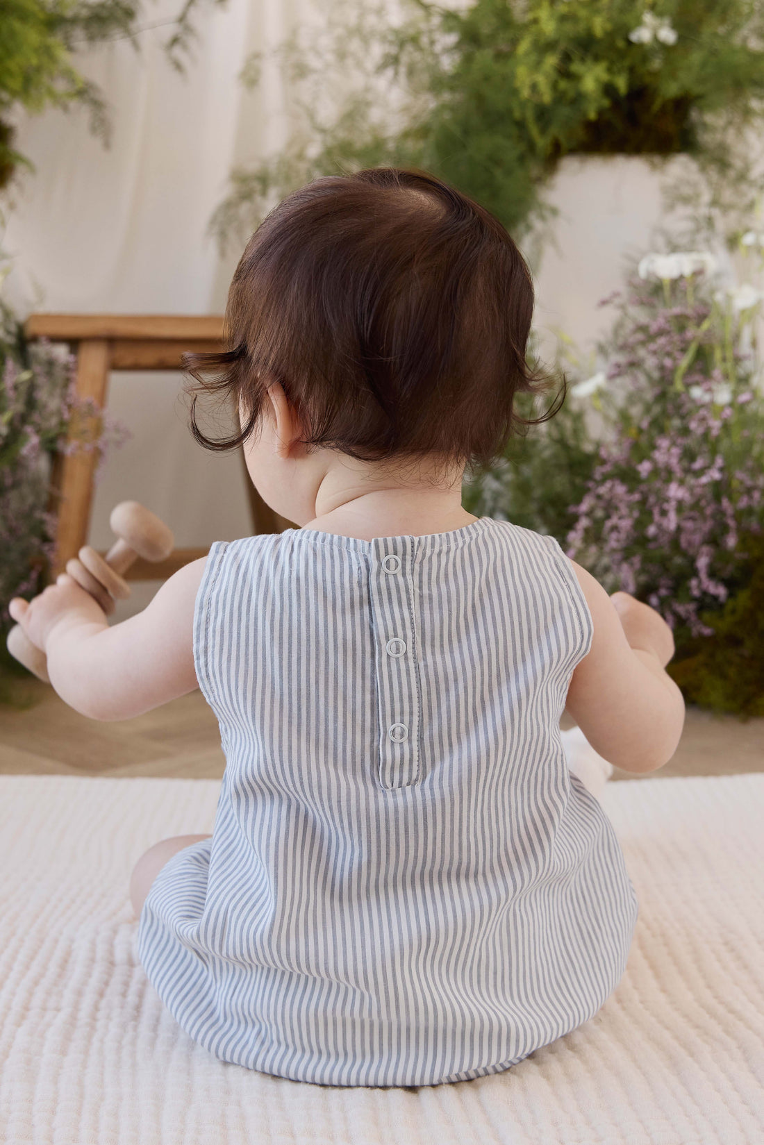 Organic Cotton Bentley Playsuit - Harbour Stripe Childrens Playsuit from Jamie Kay NZ