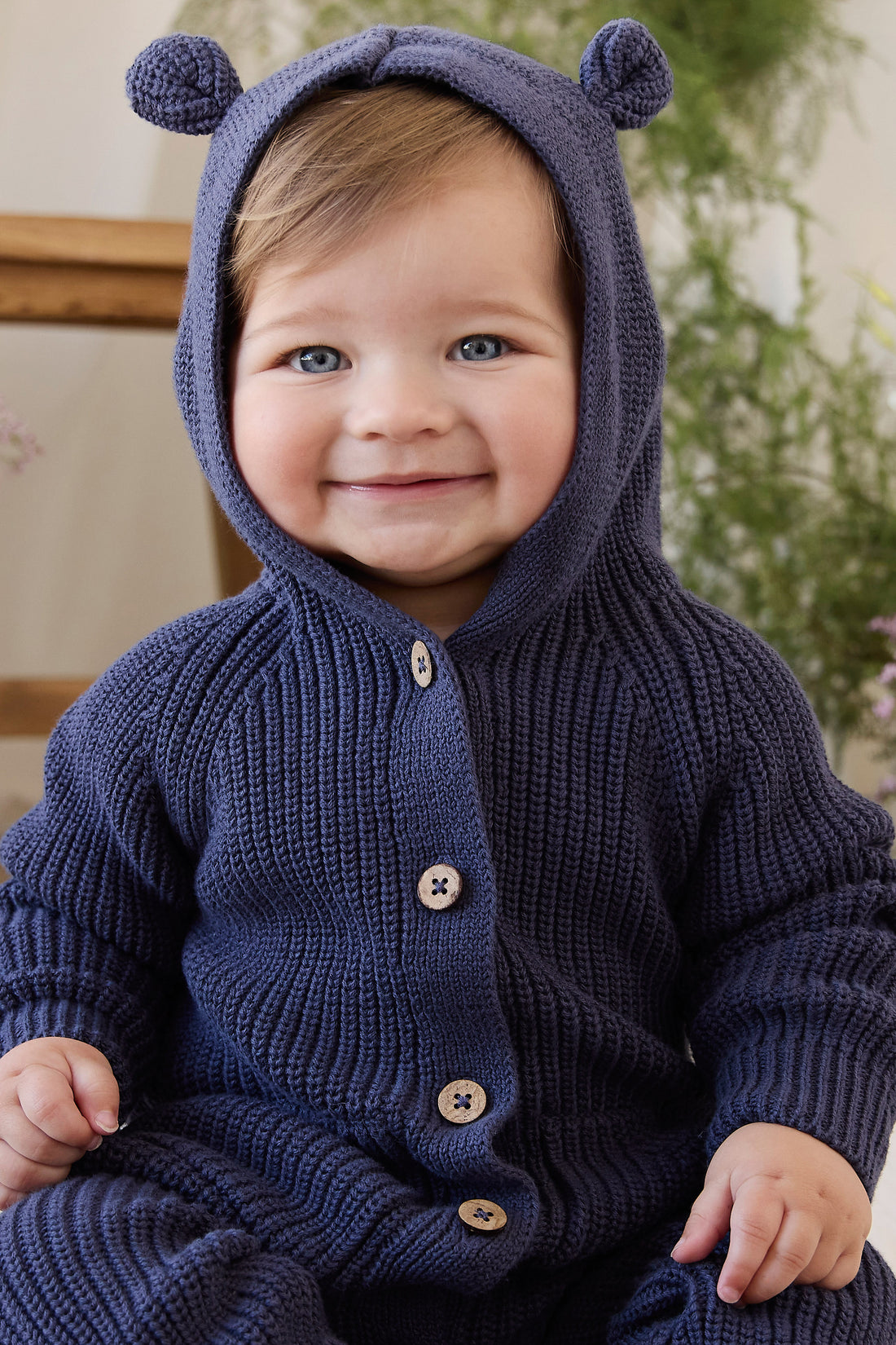Bear Knit Onepiece - Marine Childrens Onepiece from Jamie Kay NZ